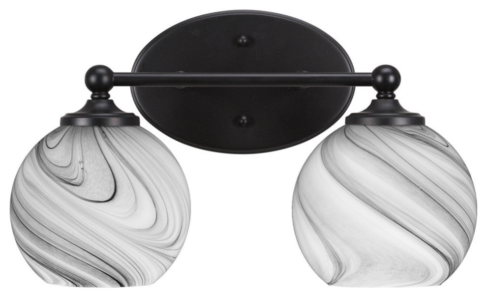 Capri 2-Light Bath Bar, Matte Black/Onyx Swirl