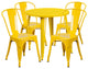 30'' Round Yellow Metal Indoor-Outdoor Table Set With 4 Cafe Chairs