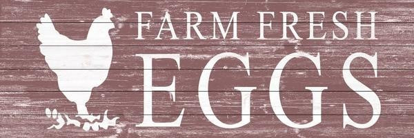 "Farm Fresh Eggs" Painting Print on White Wood, 45"x15"