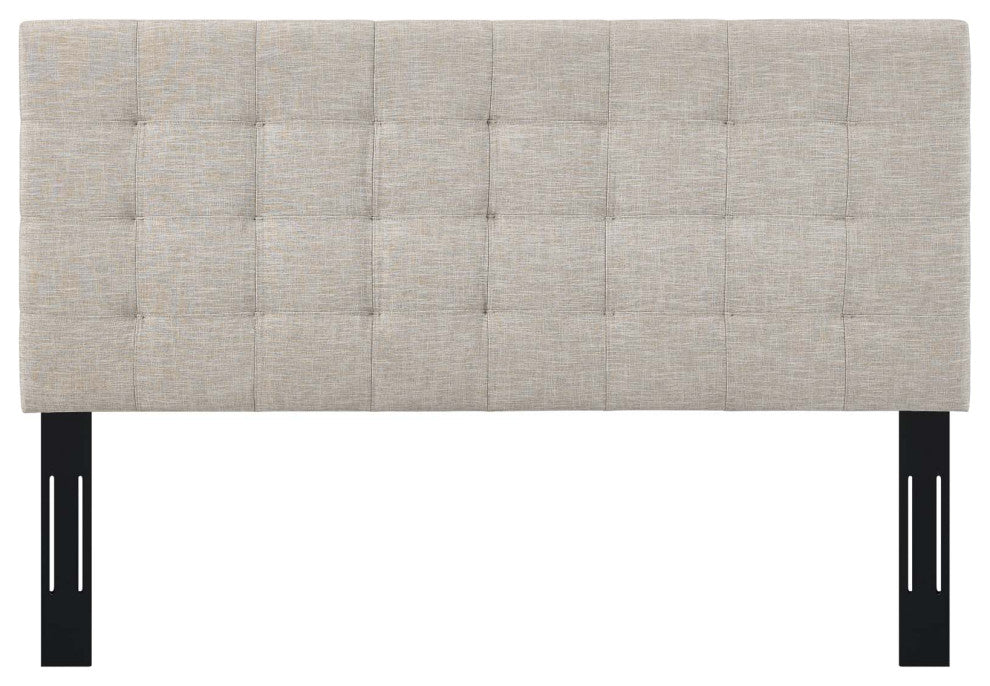 Contemporary Modern Designer Bedroom King Size Tufted Headboard, Fabric, Beige