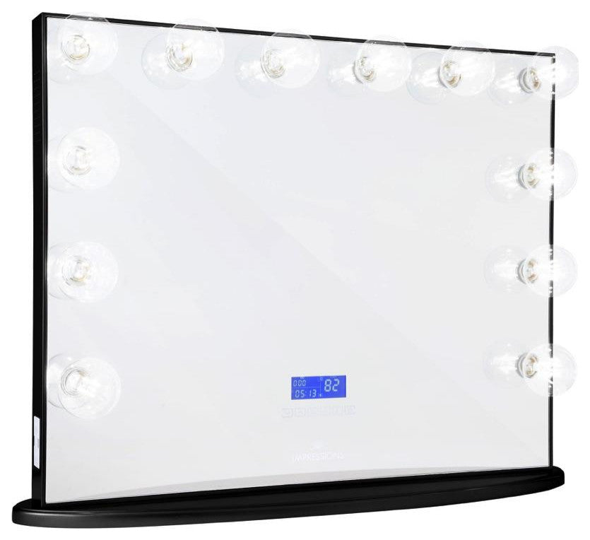 Hollywood Glow Plus Vanity Mirror, Pro Black, Frosted Bulbs, Bluetooth