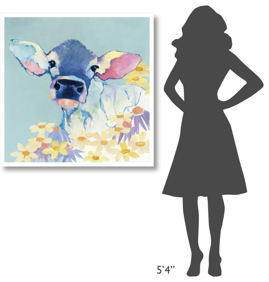 "Bessie with Flowers on Teal" Digital Paper Print by Avery Tillmon, 38"x38"