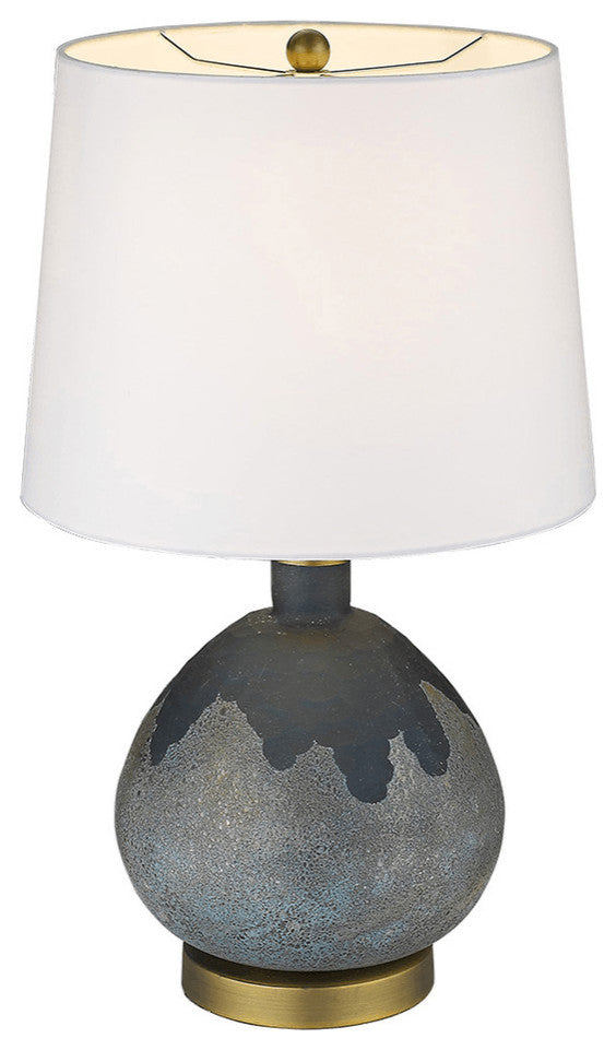 22" Brass Metal Table Lamp With White Empire Shade