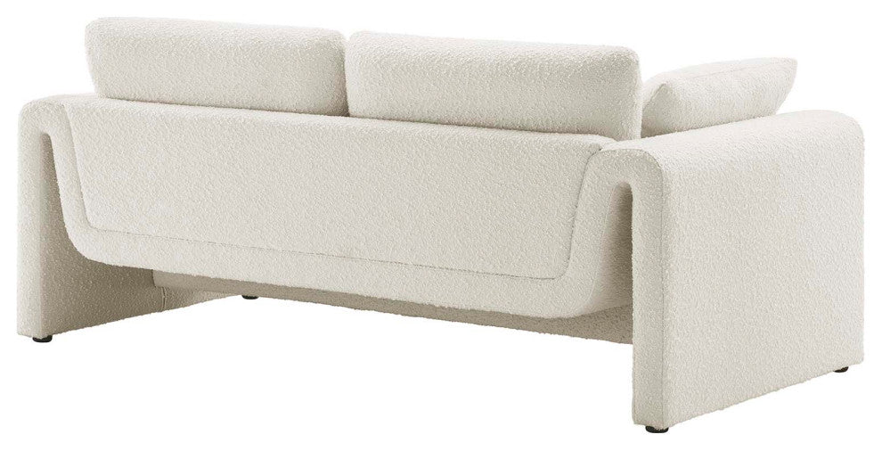 Waverly Boucle Fabric Sofa, Ivory