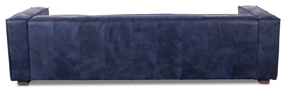 Portia Antique Blue Italian Leather Sofa