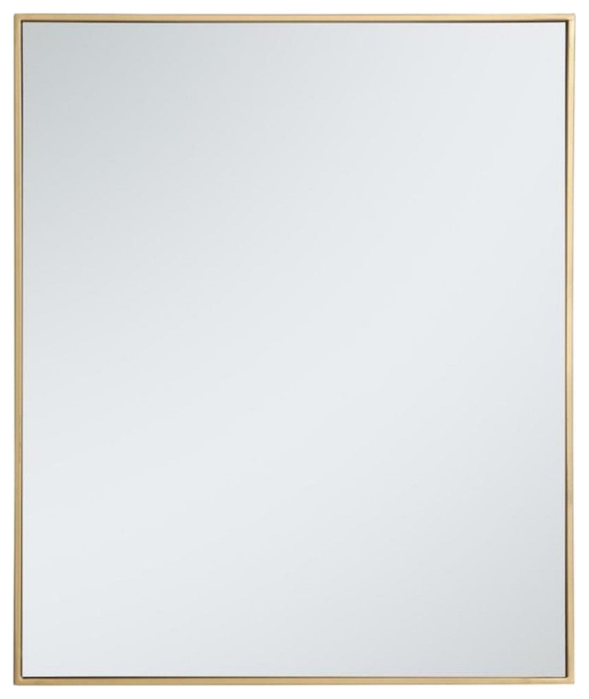 Elegant Decor Eternity 36" x 30" Contemporary Metal Frame Mirror in Brass