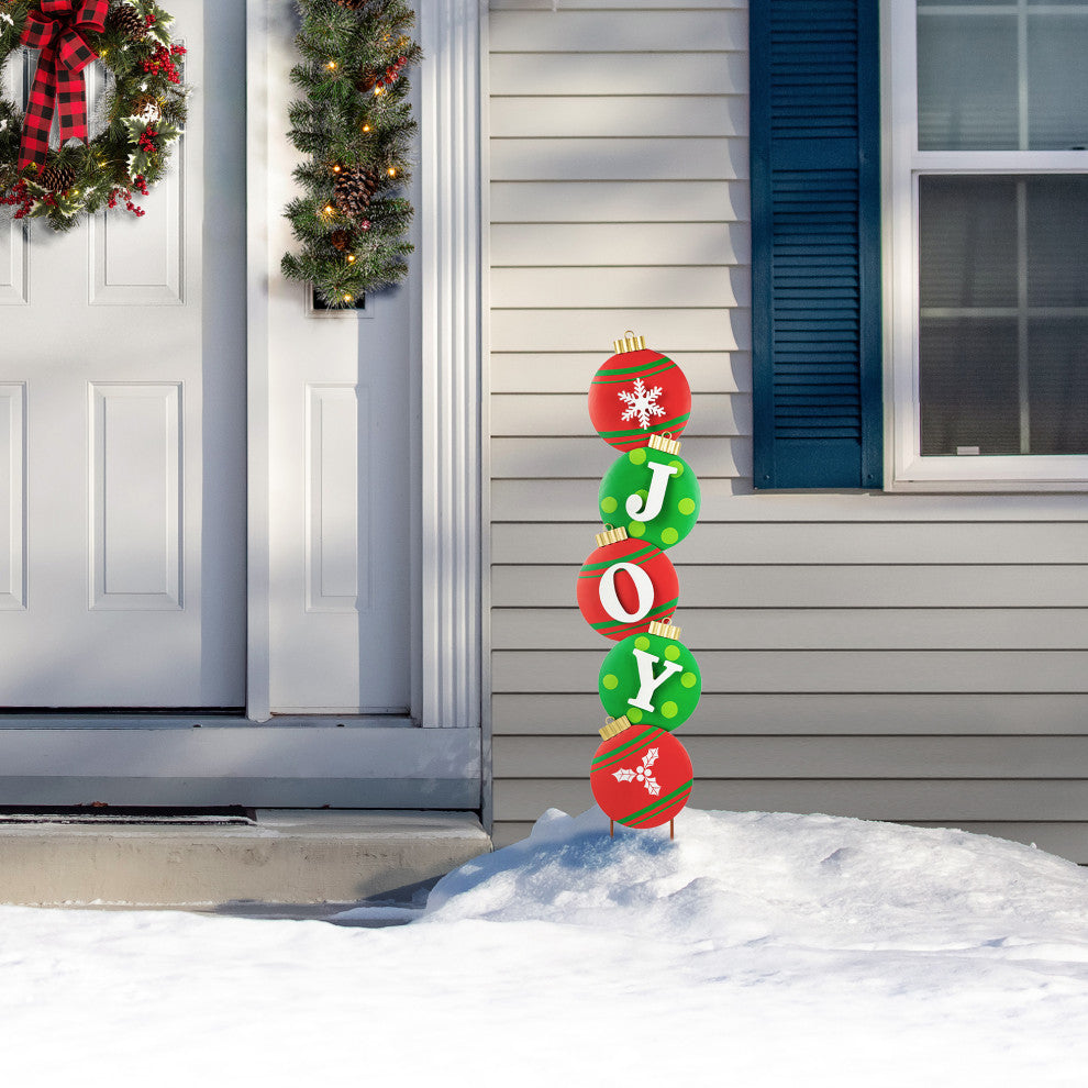 42"H Metal JOY Ornament Yard Stake