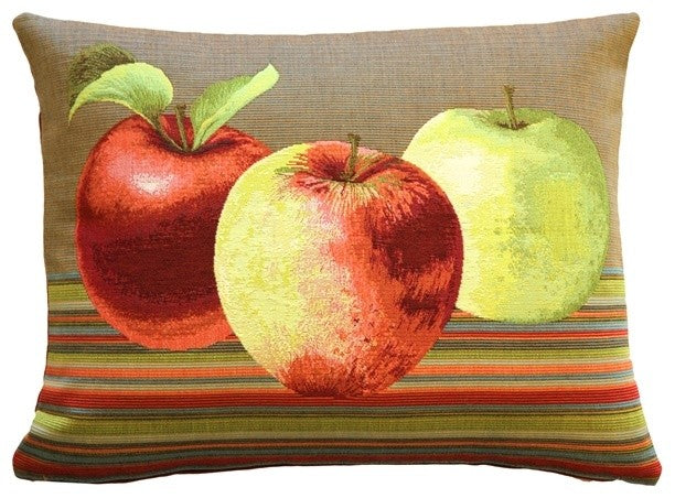 Pillow Decor - Fresh Apples on Brown Rectangular Throw Pillow
