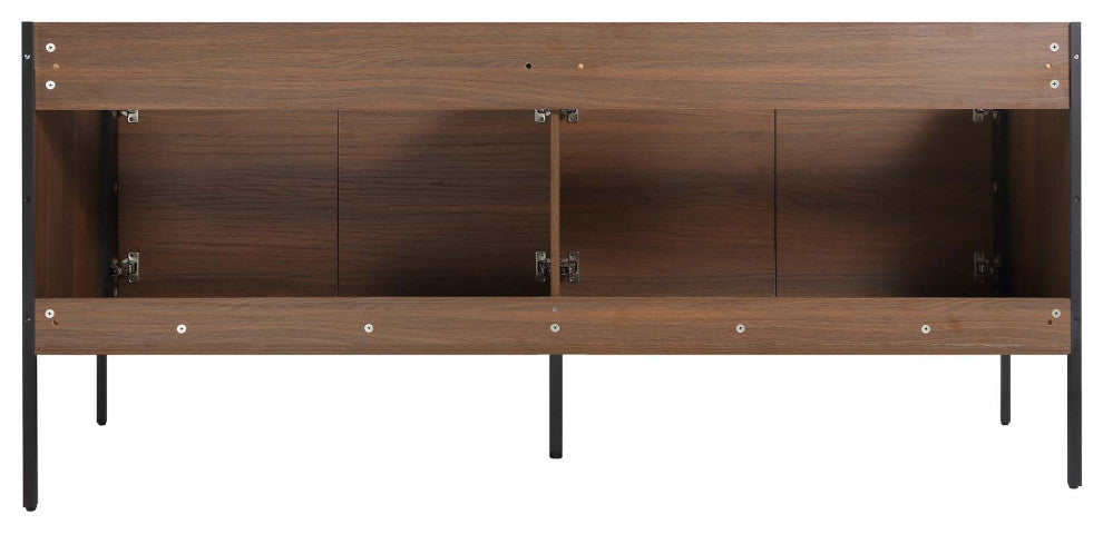 Oakville Bath Vanity, Ceramic Sink, Walnut Ebony, 72 Inch, Black Hardware