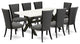 9-Piece Dining Set, Table and 8 Chairs With Dark Gotham Gray, Linen Fabric