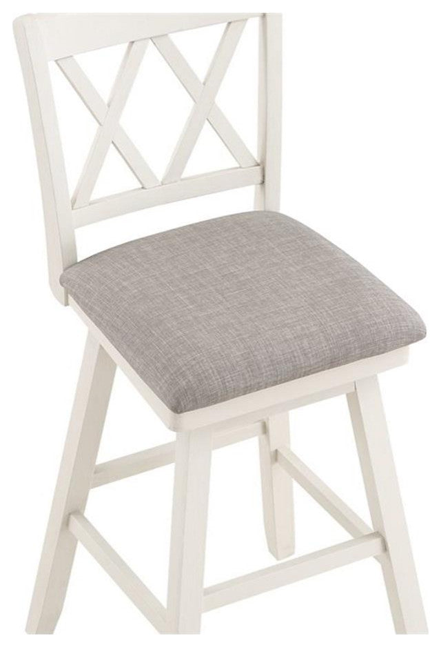 Home 2 Office Brookline 29" Swivel Solid Wood Barstool in Cream/White/Gray