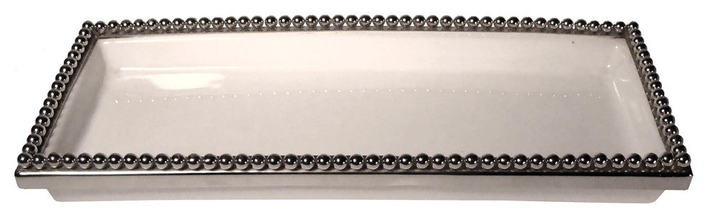 Elegance Bead Ceramic Rectangular Tray