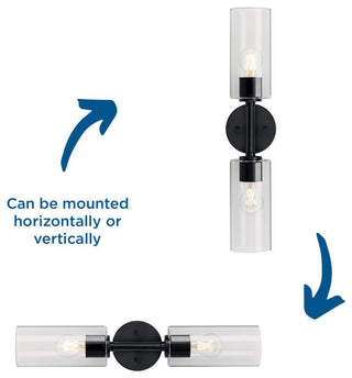 Cofield Collection Two-Light Matte Black Transitional Wall Sconce Vanity Light