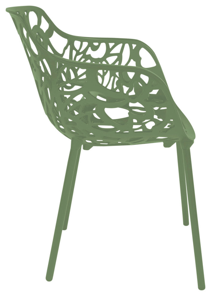Leisuremod Modern Devon Aluminum Chair With Arm, Khaki Green