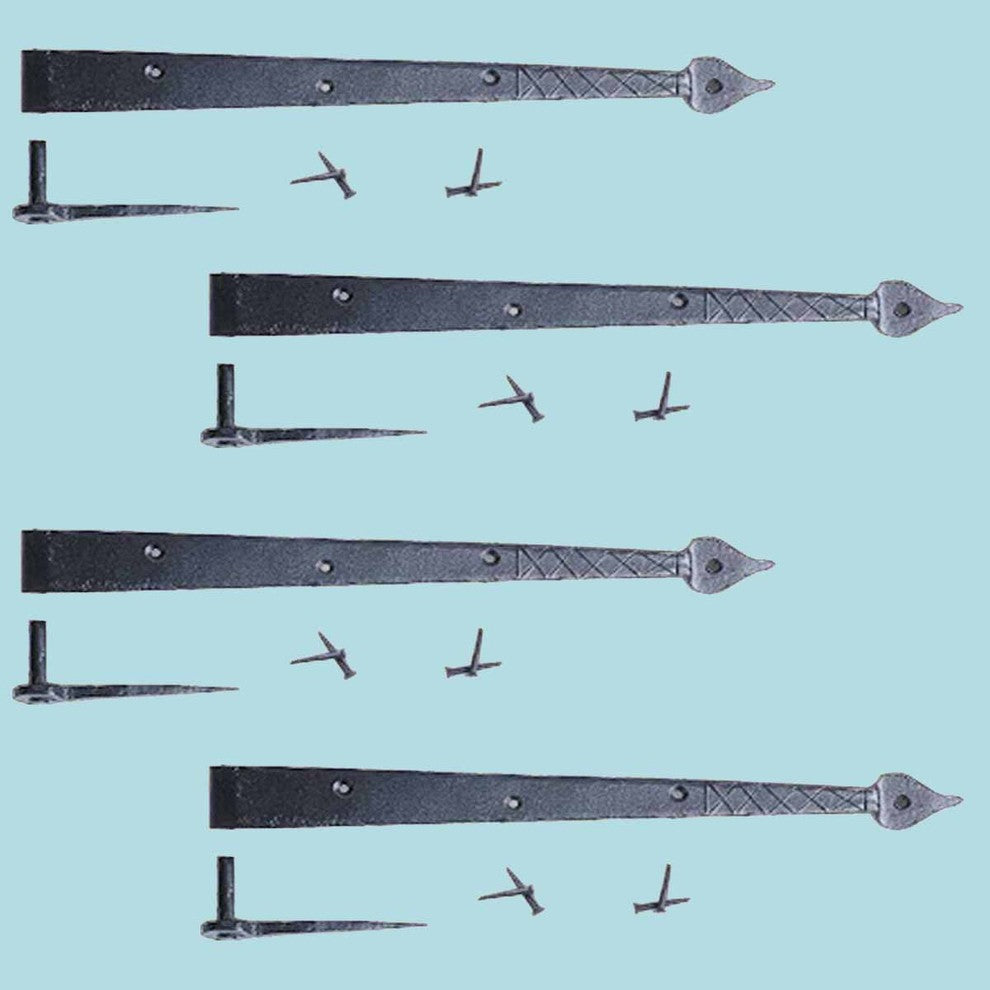 Spear Diamond Etch Pintle Door Strap Hinge Iron 16" Pack of 4