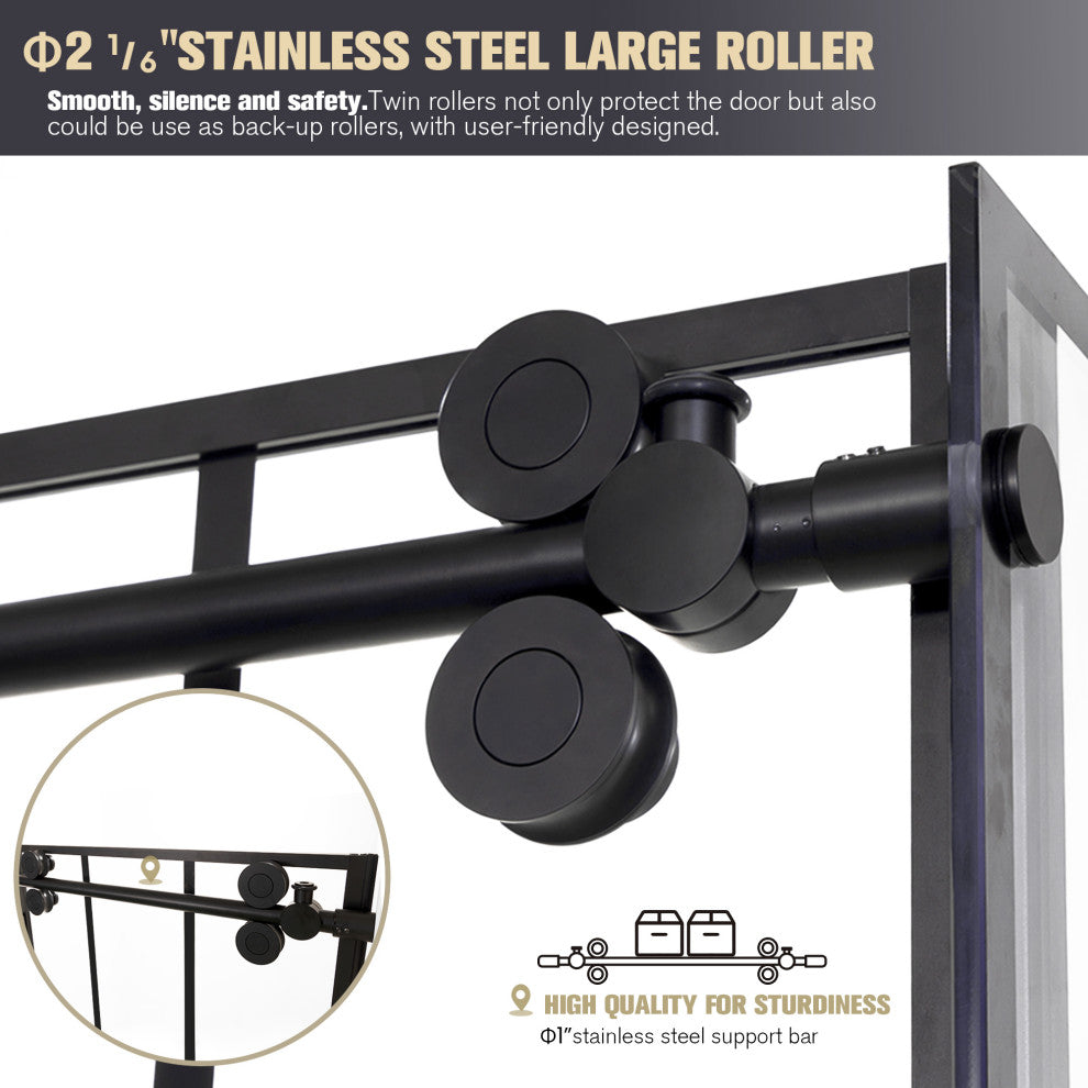 Puente Rectangle Sliding Framed Shower Enclosure, Matte Black, 68" W X 78"h