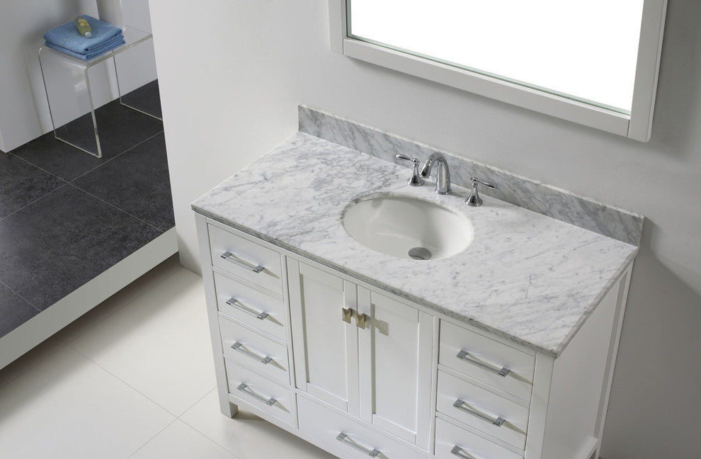 Caroline Avenue 48" Single Bathroom Vanity Set Gray, Marble Top