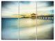 "Blue Tinged Seashore With Distant Pier" Metal Wall Art, 3 Panels, 36"x28"