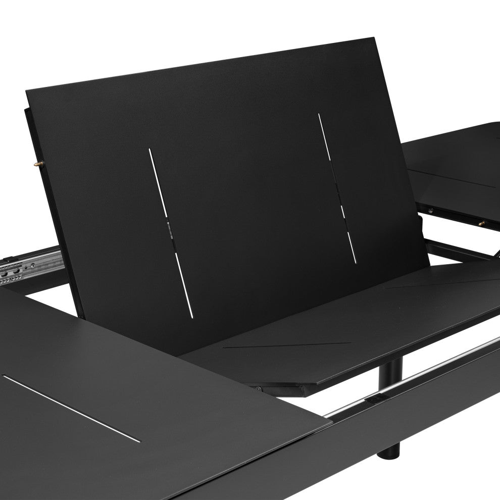 6-8 Person Rectangle Expandable Aluminum Outdoor Patio Dining Table, Black
