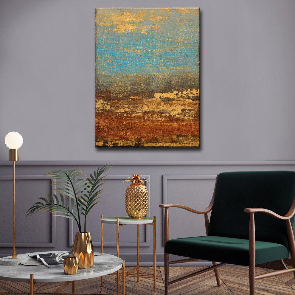 Ready2HangArt Abstract Canvas Art 'Golden Stream' by Norman Wyatt