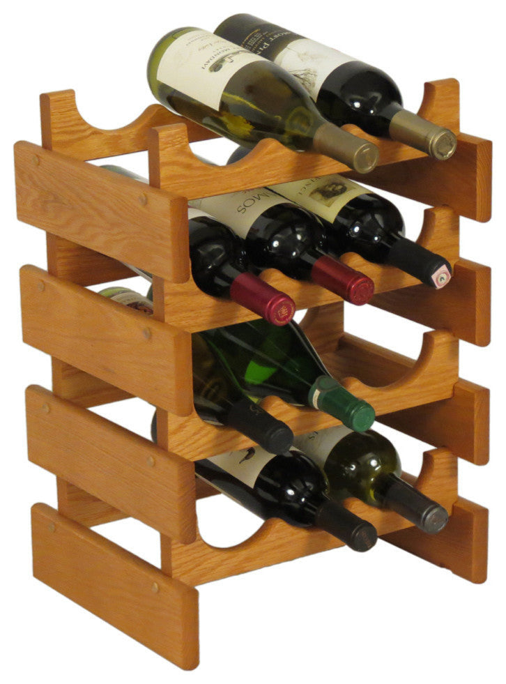 12 Bottle Dakota Wine Rack, Medium Oak