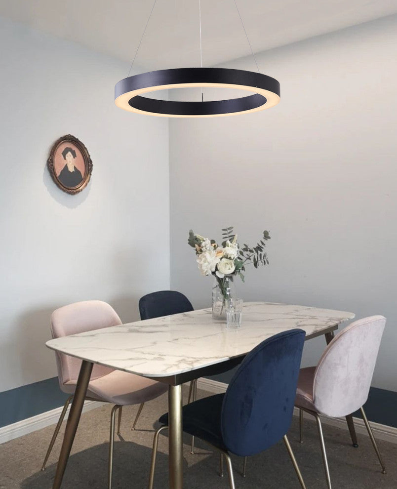 LED Chandelier, Matte Black