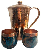 Set of 1 Copper Pitcher & 2 Marbled Tumblers