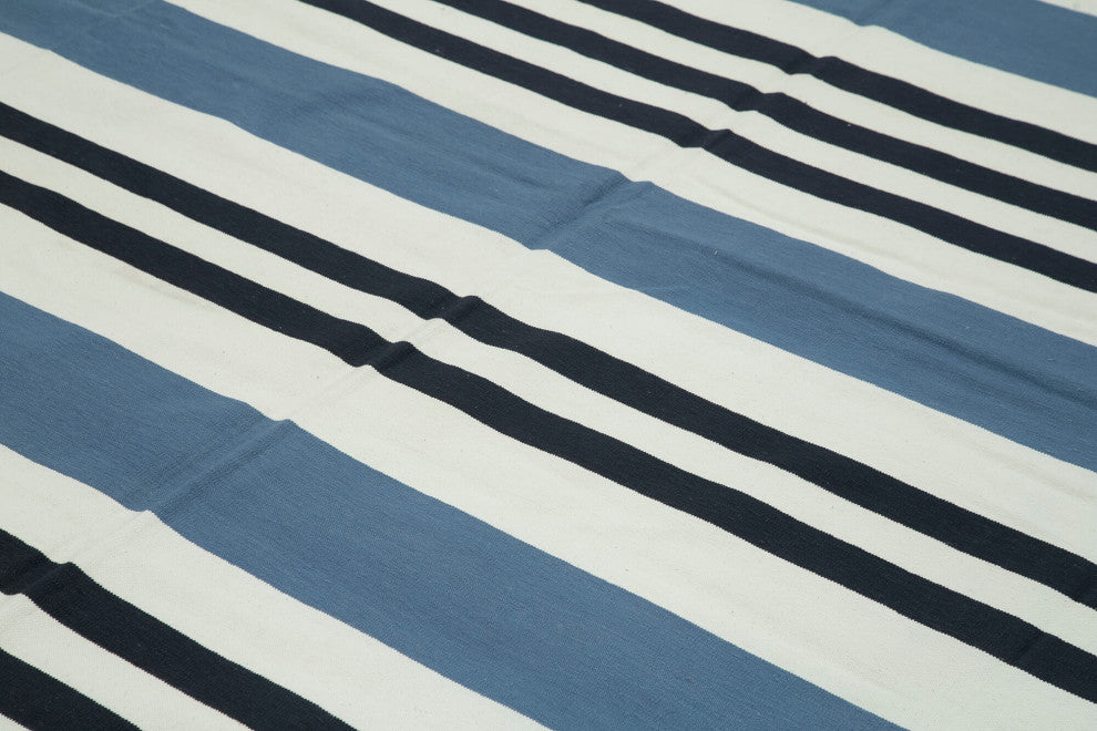 Rug N Carpet - Handmade Wool 8' 11'' x 12' 0'' Modern Design Dhurrie Kilim Rug