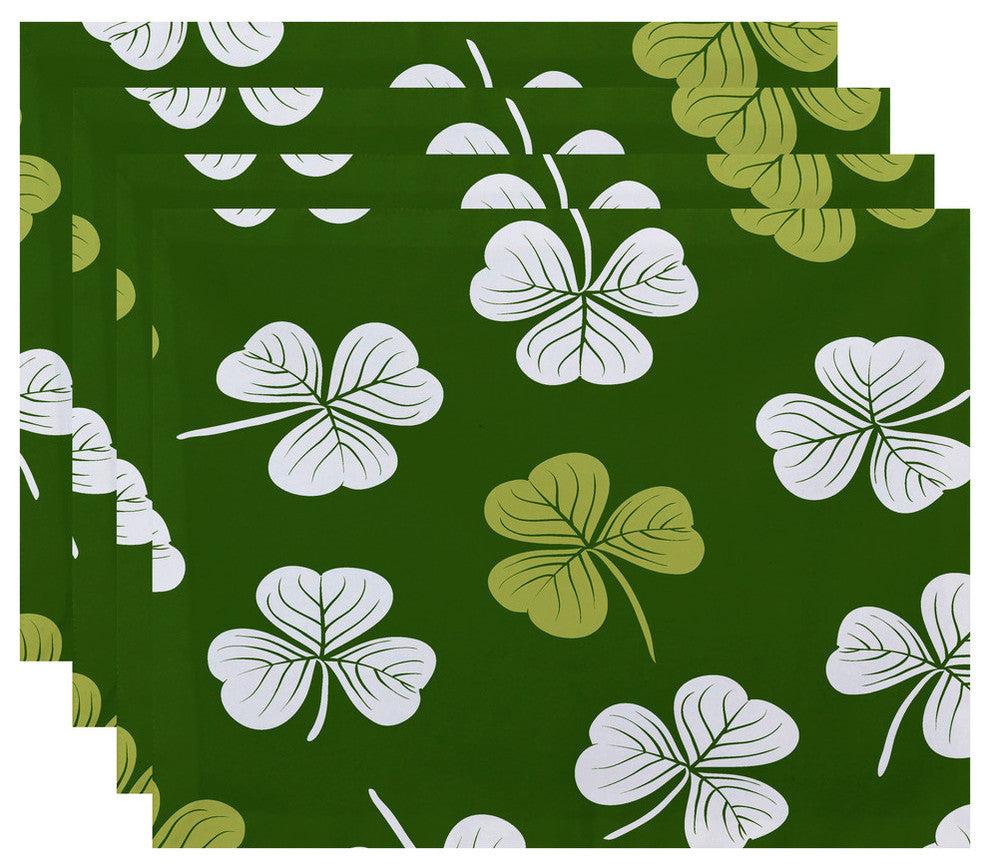 Lucky, Holiday Floral Print Placemat, Green, Set of 4