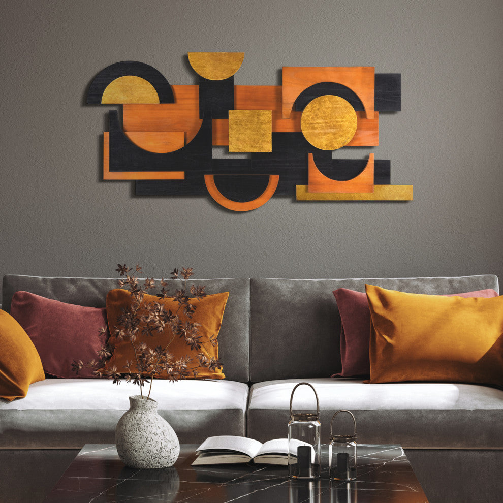 "Amber Embraces I" Hand Made Wood Abstracts Wall Art, Ap-101b-4824-01