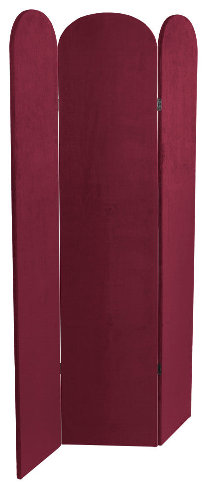 6 ft. Classic Arch Velvet Room Divider Burgundy 3 Panel