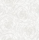 Abstract Artistic Floral Monochromatic Wallpaper, Gray on White, Sample