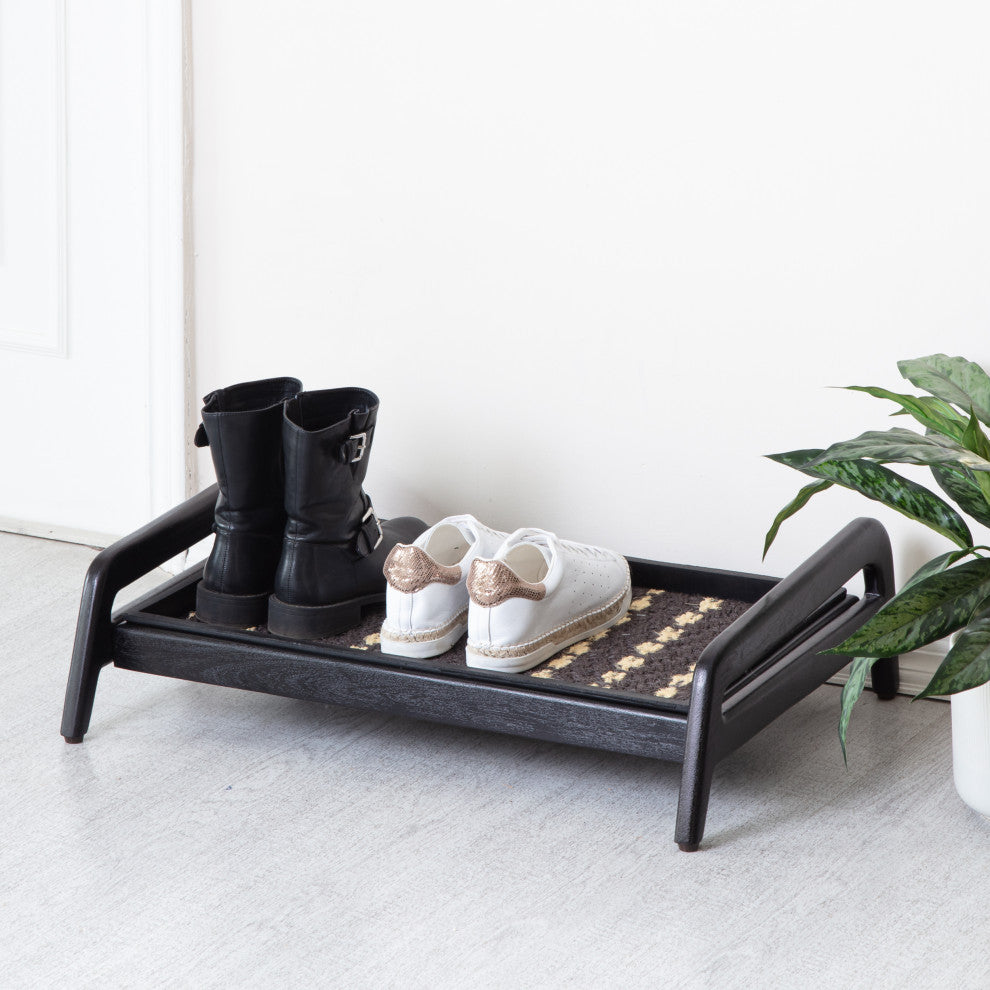 Single-Tier Black Stand With 2-Pair Rubber Boot Tray Stevie and Paul
