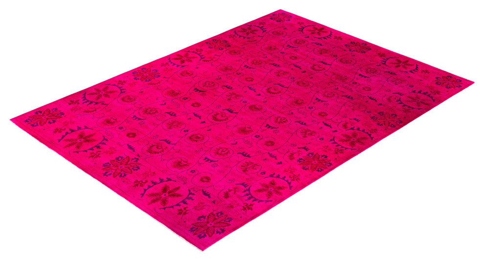 Overdyed, One-of-a-Kind Hand-Knotted Area Rug Pink, 9'1"x12'4"