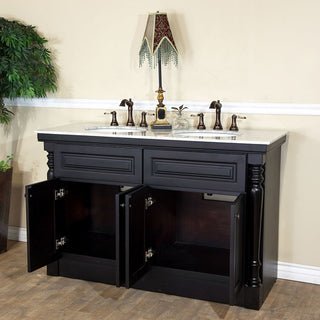 Parme 55" Double Vanity, Dark Mahogany With Marble Vanity Top, White