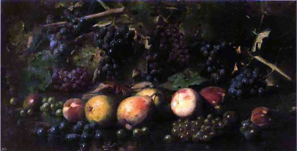 Joseph Decker Still Life with Grapes and Pears Gallery Wrapped Canvas Print