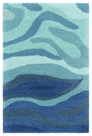 Surya Pigments PGM-3003 6'x9' Rug, Teal/Dark Blue/Silver Gray/Navy/Denim