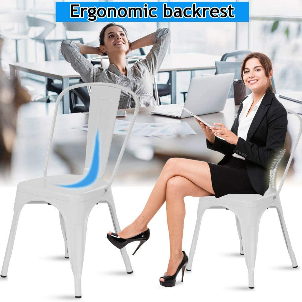 Outdoor Indoor Dining Chairs Side Stackable Restaurant Cafe, Cream