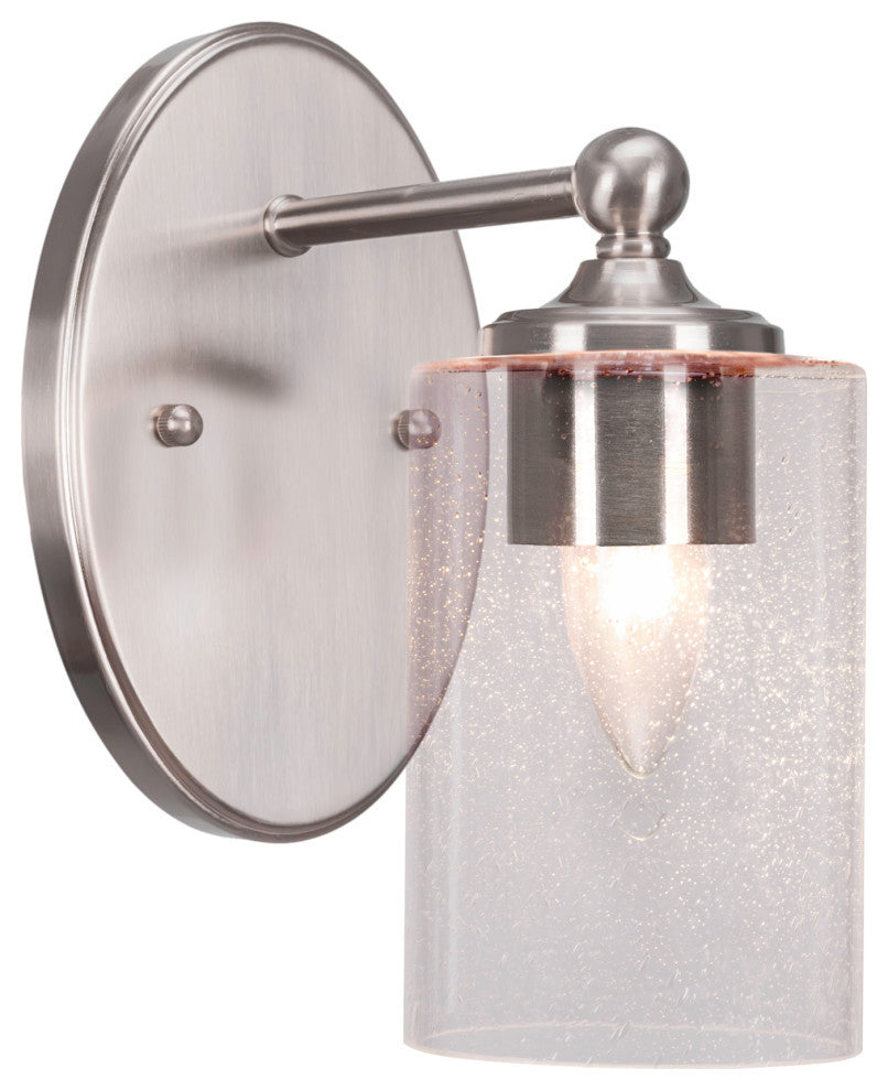 Capri 1-Light Wall Sconce, Brushed Nickel/Clear Bubble