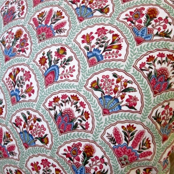 Artisan Pillow Multicolored Cotton 20" Indoor Oriental Hand Fan Throw Pillow