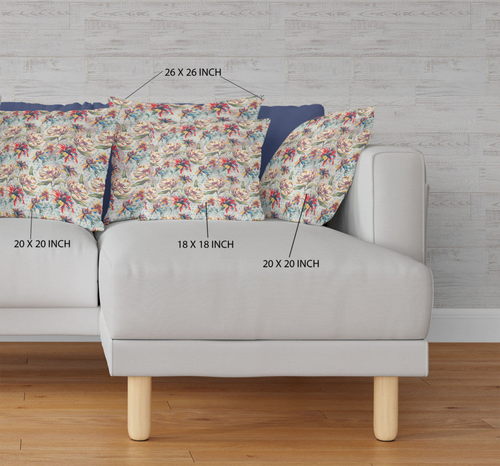28" Red Yellow Roses Indoor Outdoor Throw Pillow