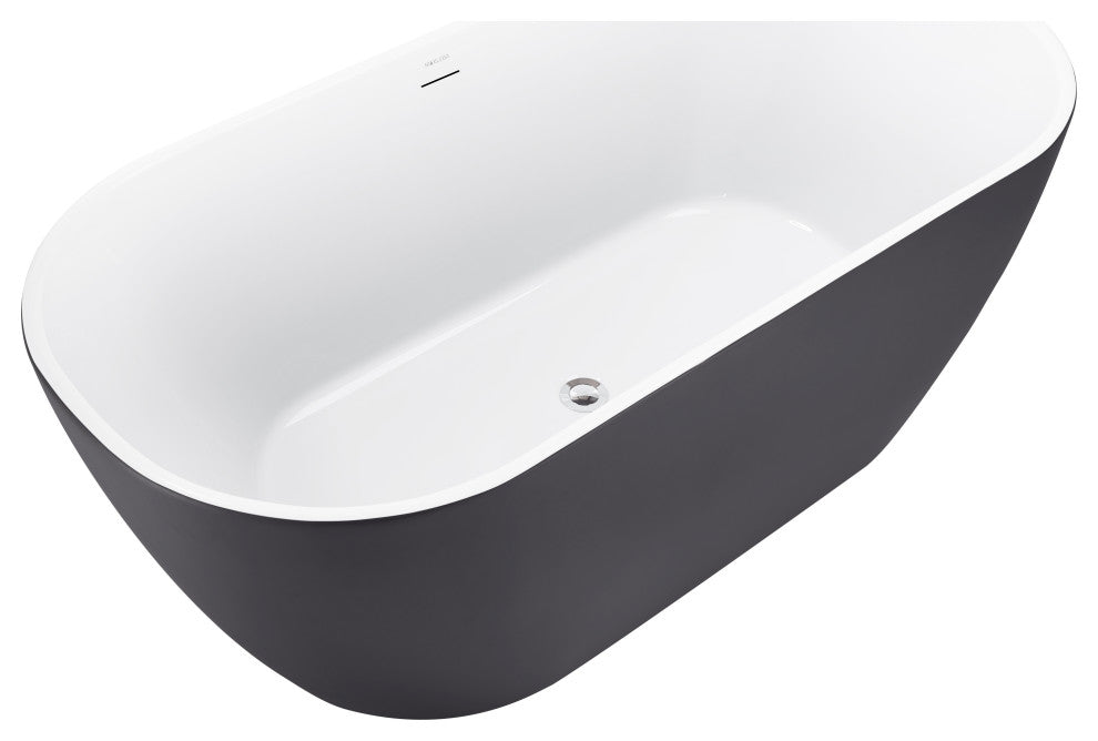 Giving Tree 59 inch Freestanding Acrylic Bathtub Stand Alone Soaking Tub, Grey