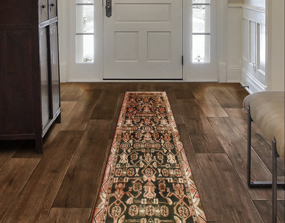 Fine Vintage Distressed Theron Charcoal/Beige Runner, 2'7 x 8'9