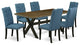 X677El121-7, 7-Piece Set Table and 6 Wonderful Linen Fabric Chairs, Black