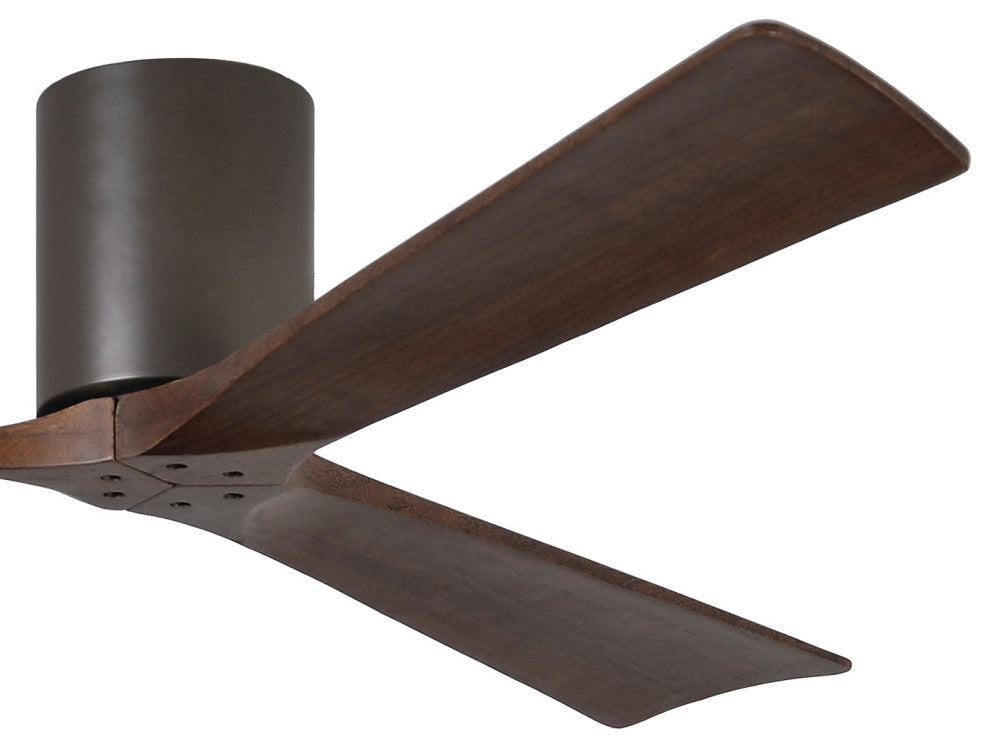 Irene-3 60" Hugger Ceiling Fan, Textured Bronze With Walnut Blades