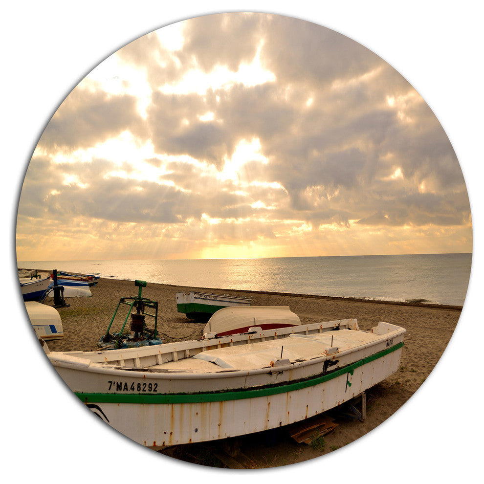 Rincon De La Victoria Beach, Seashore Round Metal Wall Art, 11"