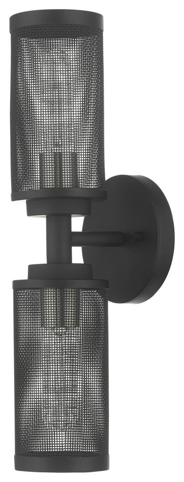 Livex Lighting Industro 2 Light Black With Brushed Nickel Accents Double Sconce