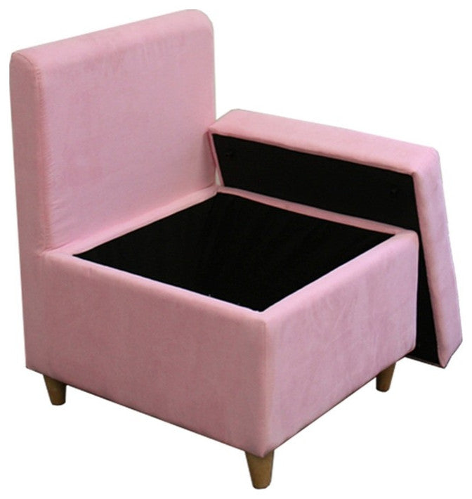 29" Mod Pink Mauve Microfiber Armless Accent Chair With Storage