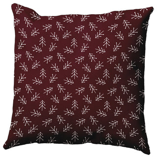Christmas Burgandy Colored Scattered Trees Polyester Throw Pillow, 16"x16"