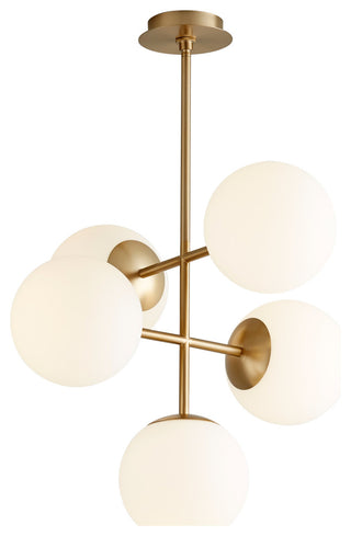 Oxygen Lighting 3-681-40 Nebula 5-Light Pendant Light, Aged Brass